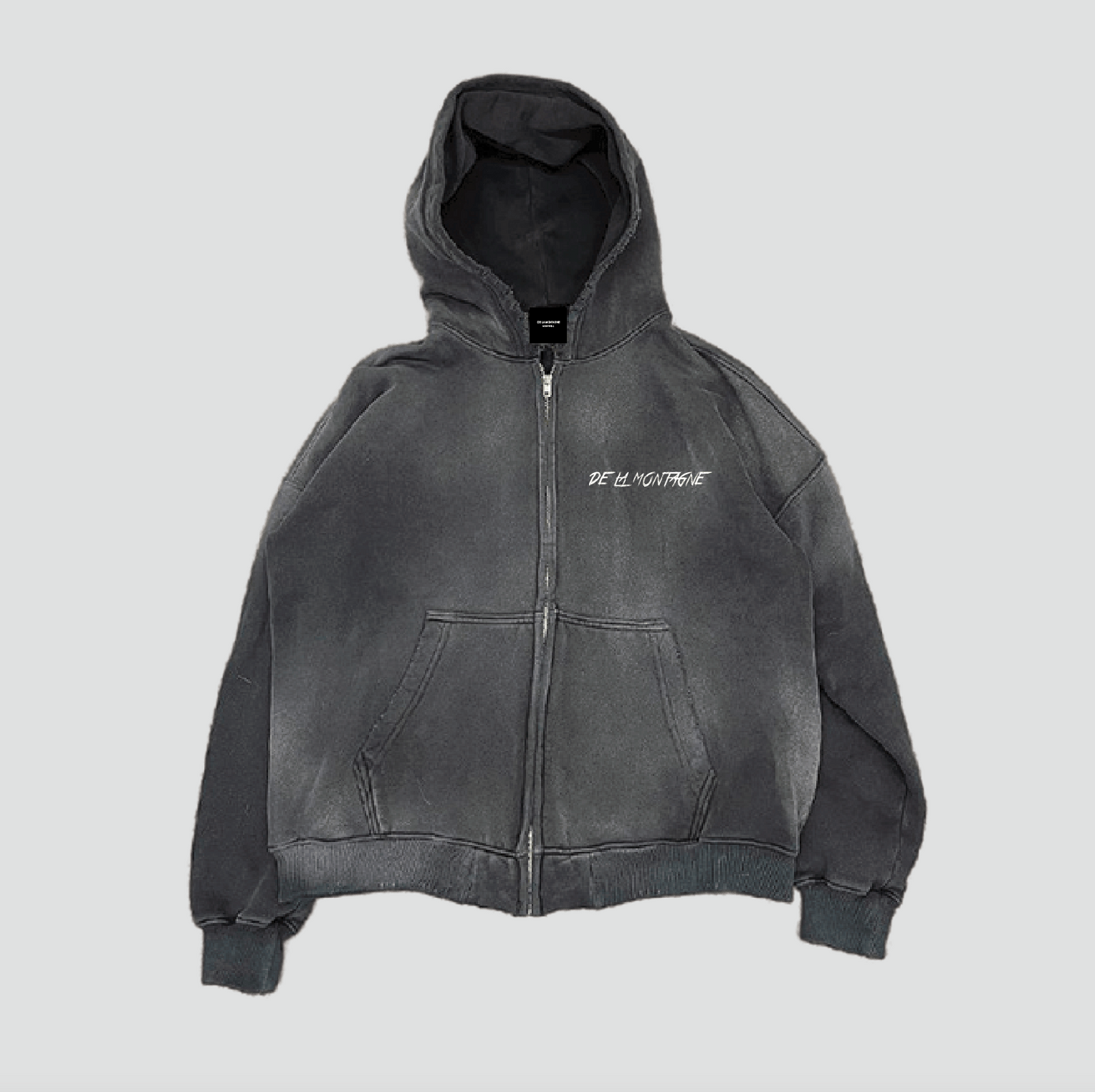 Sweat à capuche zippé avec logo vieilli - Vintage