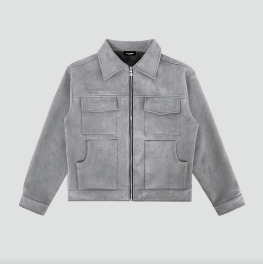 Oblivis Suede Bomber Jacket - Grey