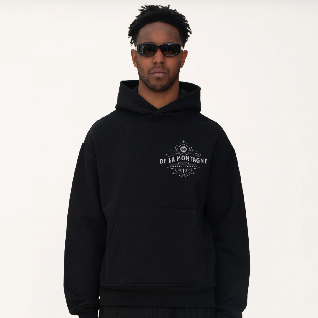 Sudadera negra con capucha "Distillery District" 